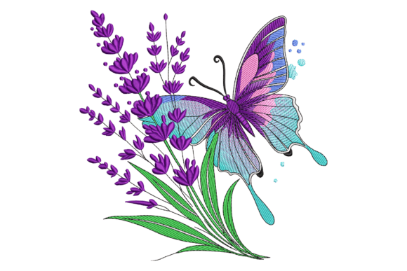 Butterfly with Lavender Flowers