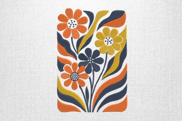 Retro Floral Embroidery Design Set